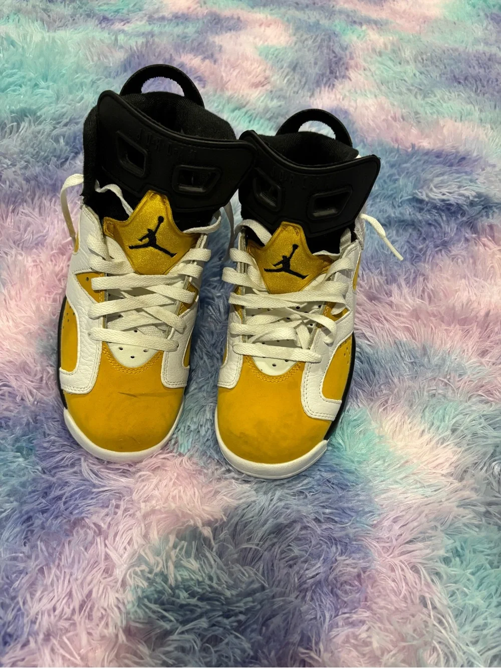 Kids' Retro Basketball Shoes - Yellow/White